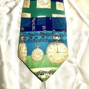 Classic Time Watch Structure Blue Green Gild Blue Party NeckTie